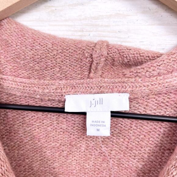 J Jill Draped Funnel Neck Sweater Pink Stretch Wool Blend Womens Medium - Picture 5 of 9